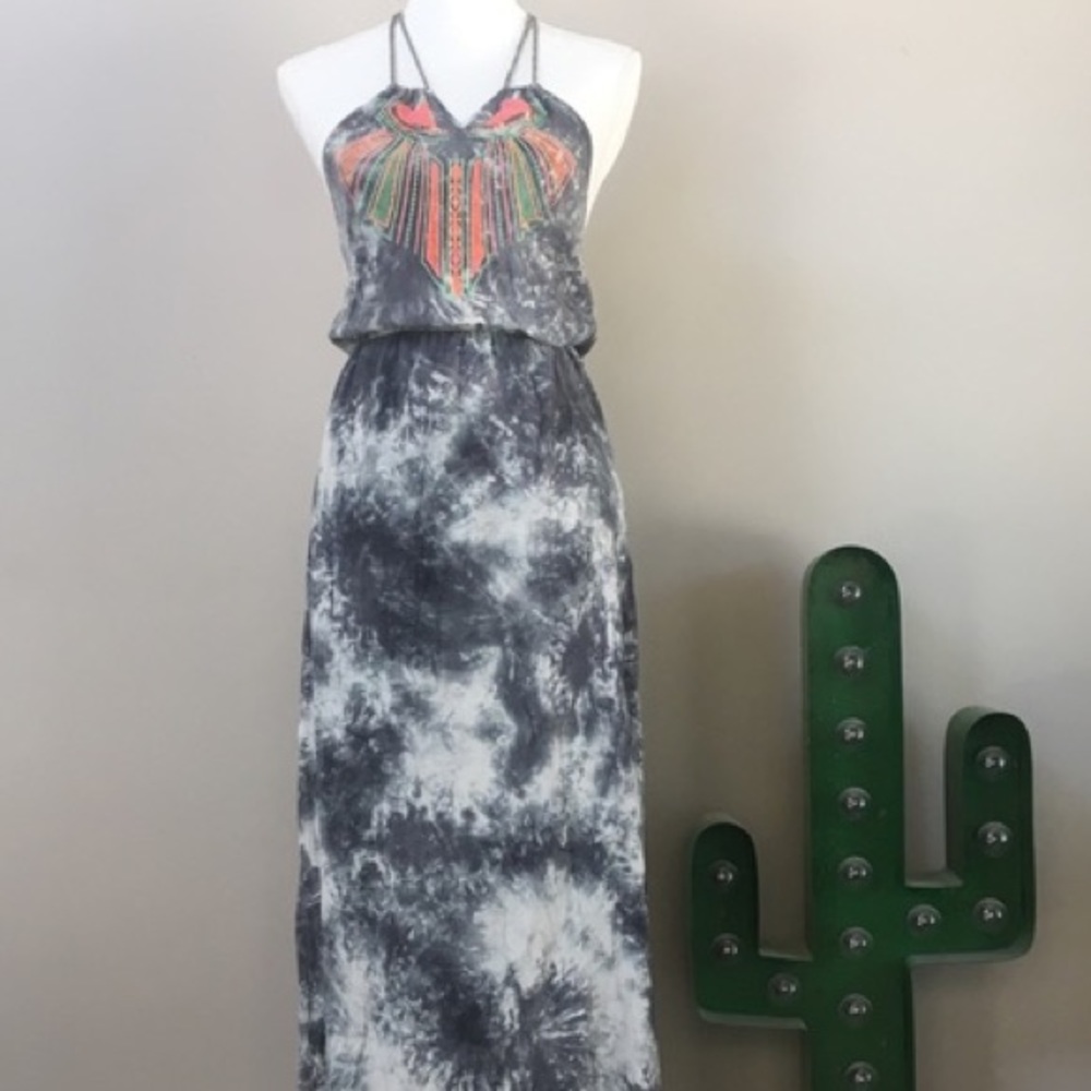 Beautiful boho embroidered halter dress